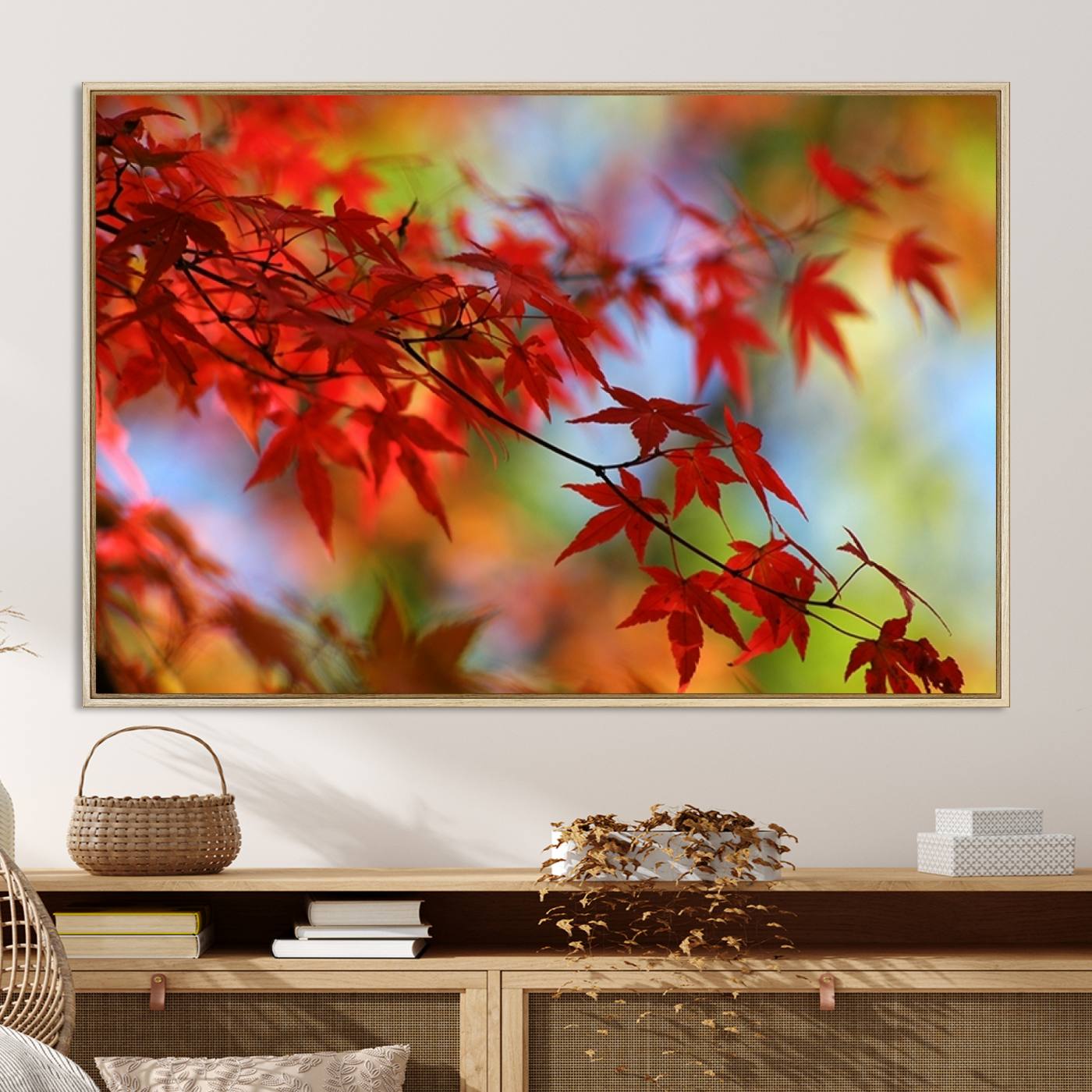 68946-MGV-CV-36X24-Red Leaves Autumn Forest Wall Art Canvas, Red Leaves Autumn Forest Canvas Print