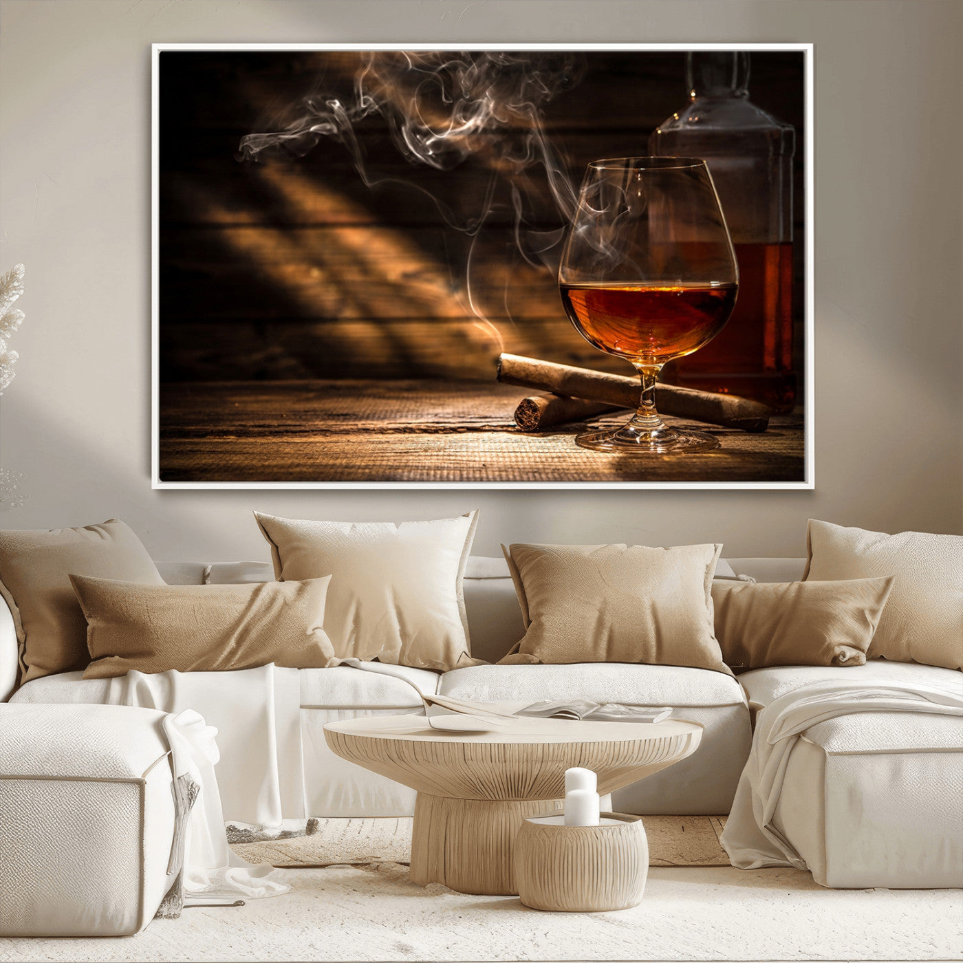 MGV-FC-36X24 - Whiskey and Cigar Wall Art Canvas Print