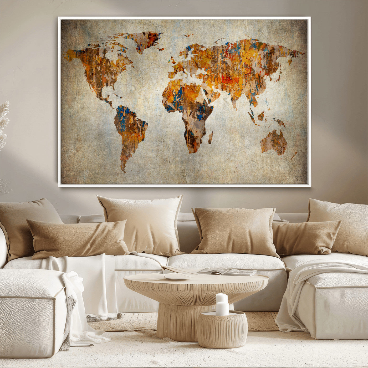 MGV-FC-36X24 - Push Pin World Map Canvas Print – Framed Wall Art for Couples to Track Their Travels – Anniversary