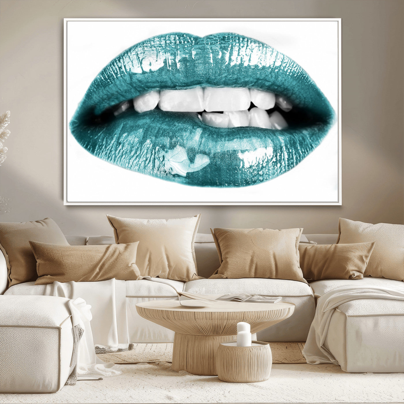 MGV-FC-36X24 - Blue Lips Wall Art Canvas Print
