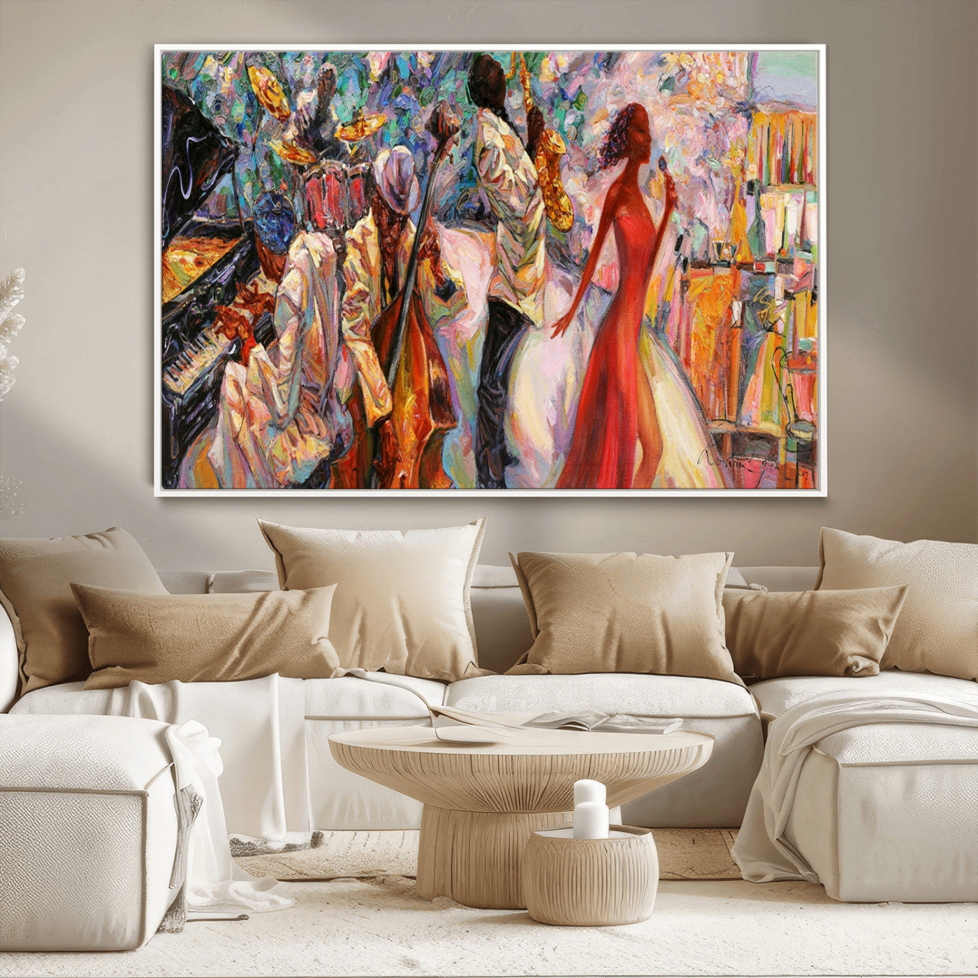 MGV-FC-36X24 - Abstract Afro American Jazz Canvas Wall Art | Music-Inspired Painting for Dining Room, Living Room,
