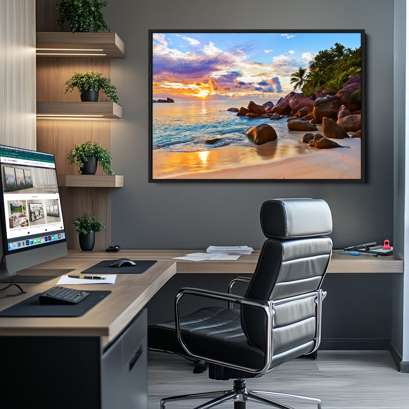 43209-MGV-CV-36X24-Tropical Island Beach Sunset Canvas Print