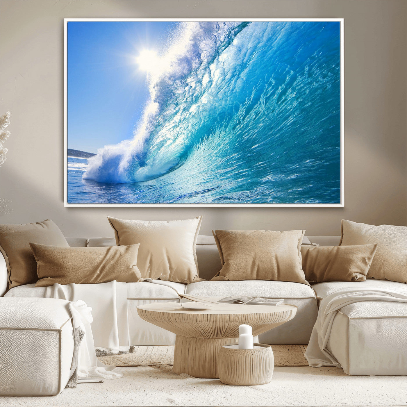 MGV-FC-36X24 - Blue Big Wave Surfing Ocean Canvas Wall Art Artwork Print , Surf Wall Art, Sea Wall Art