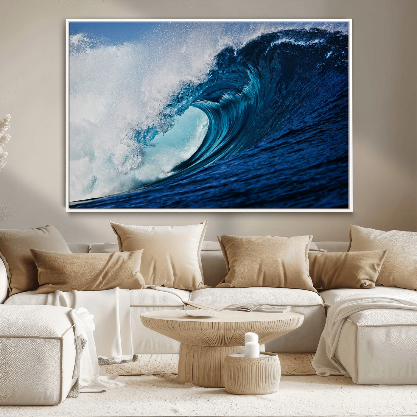 MGV-FC-36X24 - Ocean Wave at Sunset Canvas Art, Large Wall Print of Vibrant Water Waves, Coastal Art for Living Room and Dining Room Decor