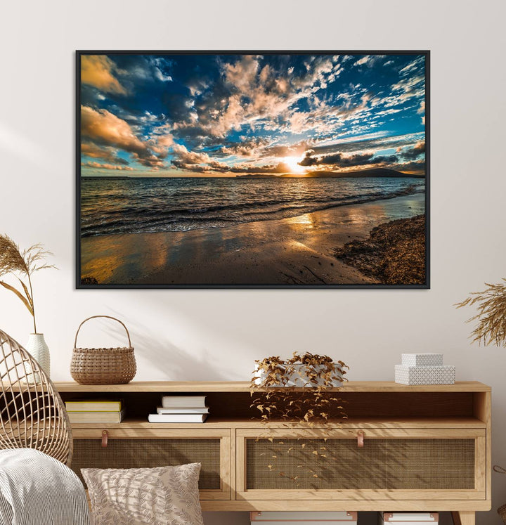 Beach Wall Art - Ocean Sunset Canvas.