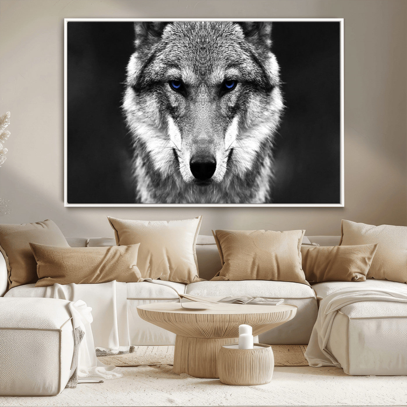 MGV-FC-36X24 - Black and White Wild Wolf Wall Art Canvas Print