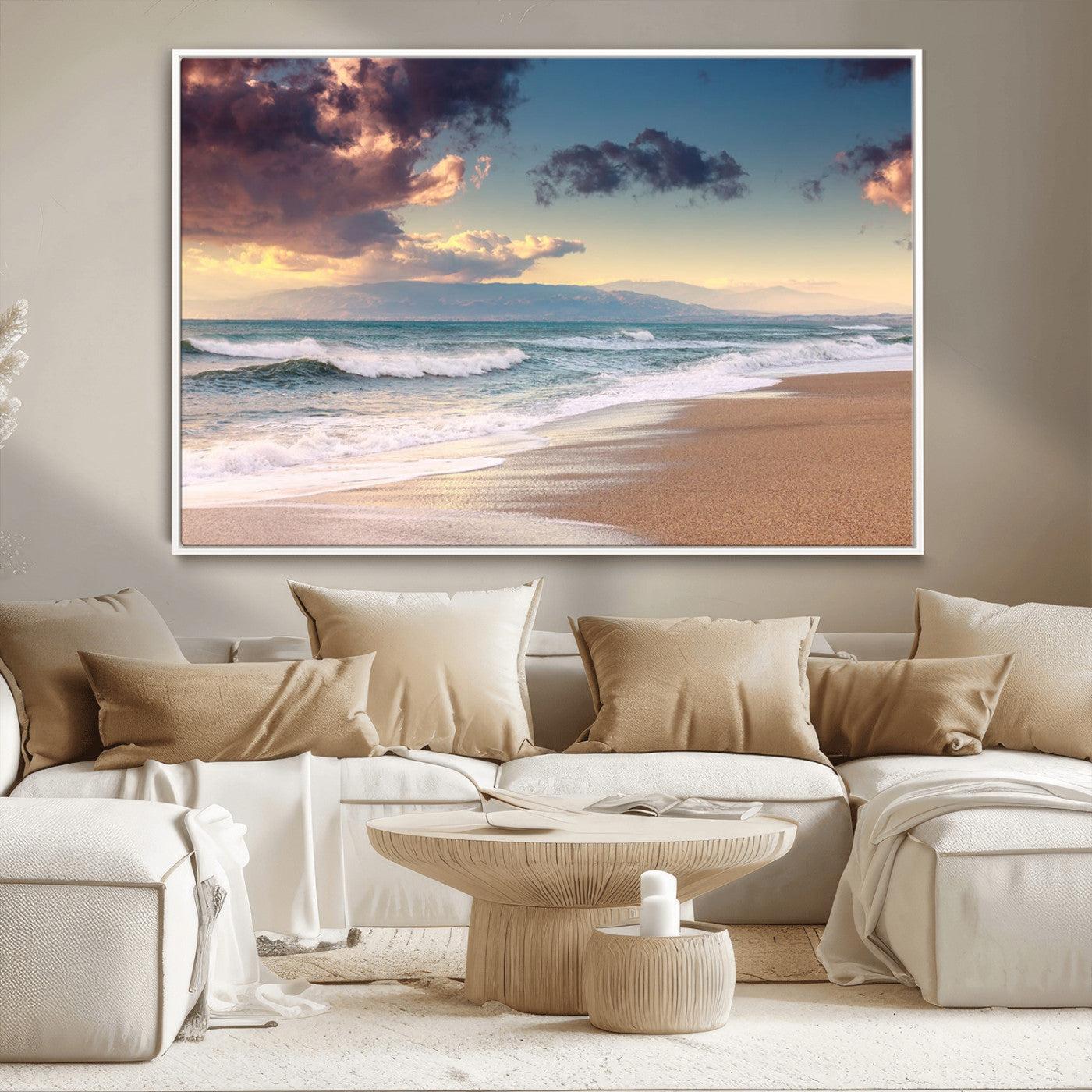 MGV-FC-36X24 - Cloudy Weather Beach Sunset Canvas Print | Sunrise Wall Art Canvas Print