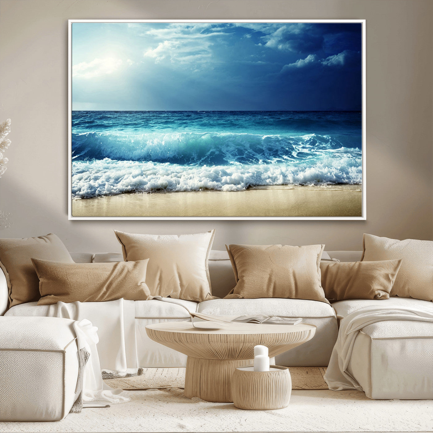 MGV-FC-36X24 - Majestic Ocean Wave Wall Art Canvas | 3 Panel Large Seascape Print for Living Room, Bedroom, Office Decor, Ready to Hang