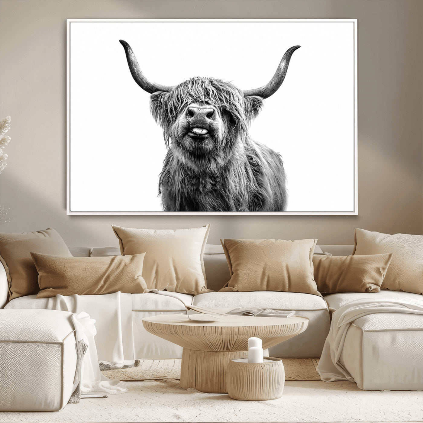 MGV-FC-36X24 - Fanny Scottish Highland Cow Cattle Art Print Farmhouse Wall Art Canvas Print