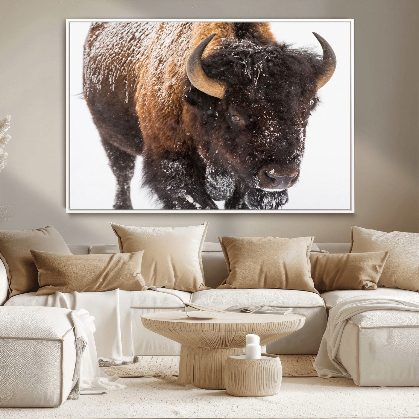 MGV-FC-36X24 - Bison Wall Art Canvas Print For Farmhouse, Wild Animal Wall Art