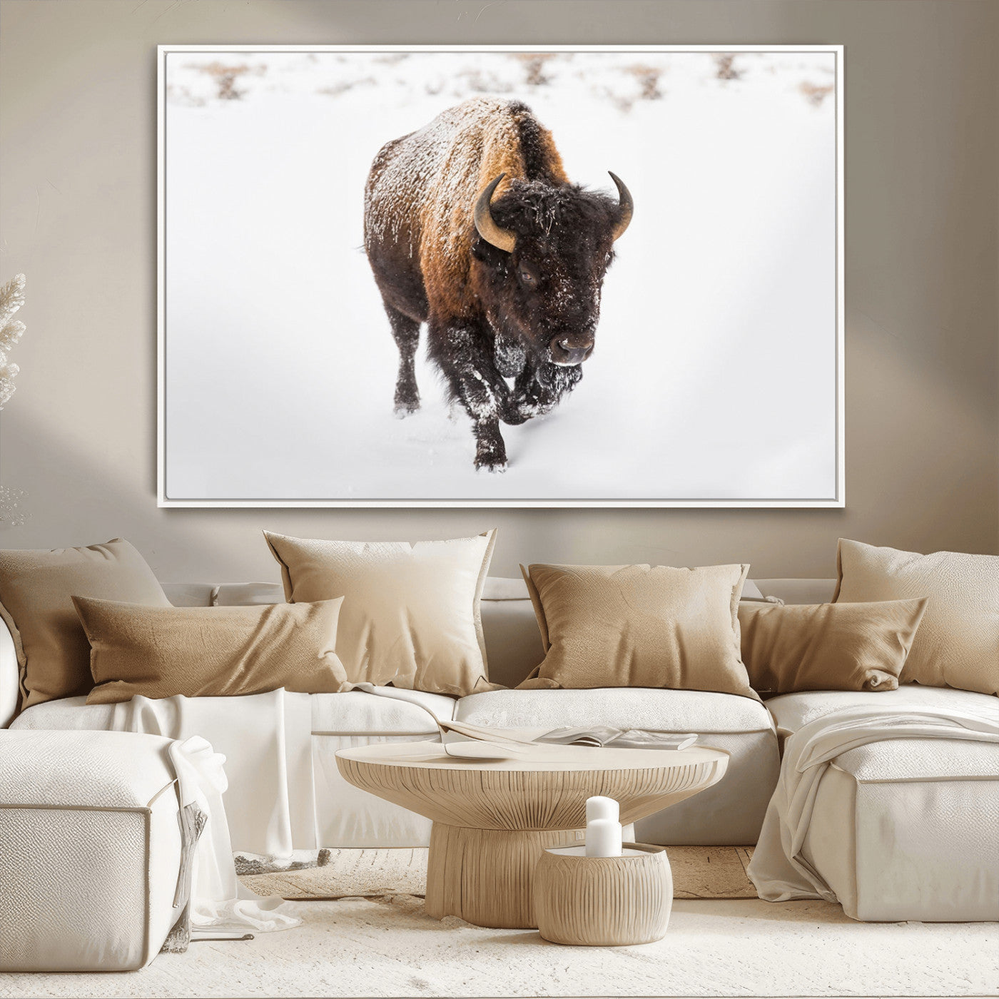 MGV-FC-36X24 - Bison Winter Wall Art Canvas Print For Farmhouse Decor