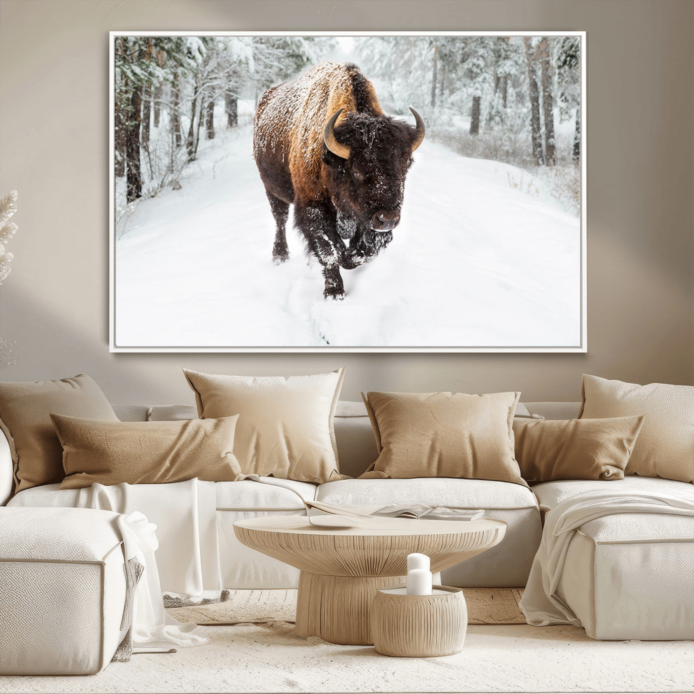 MGV-FC-36X24 - Bison Wall Art Canvas Print For Farmhouse, Animal Canvas Print, Wild Animal Wall Art