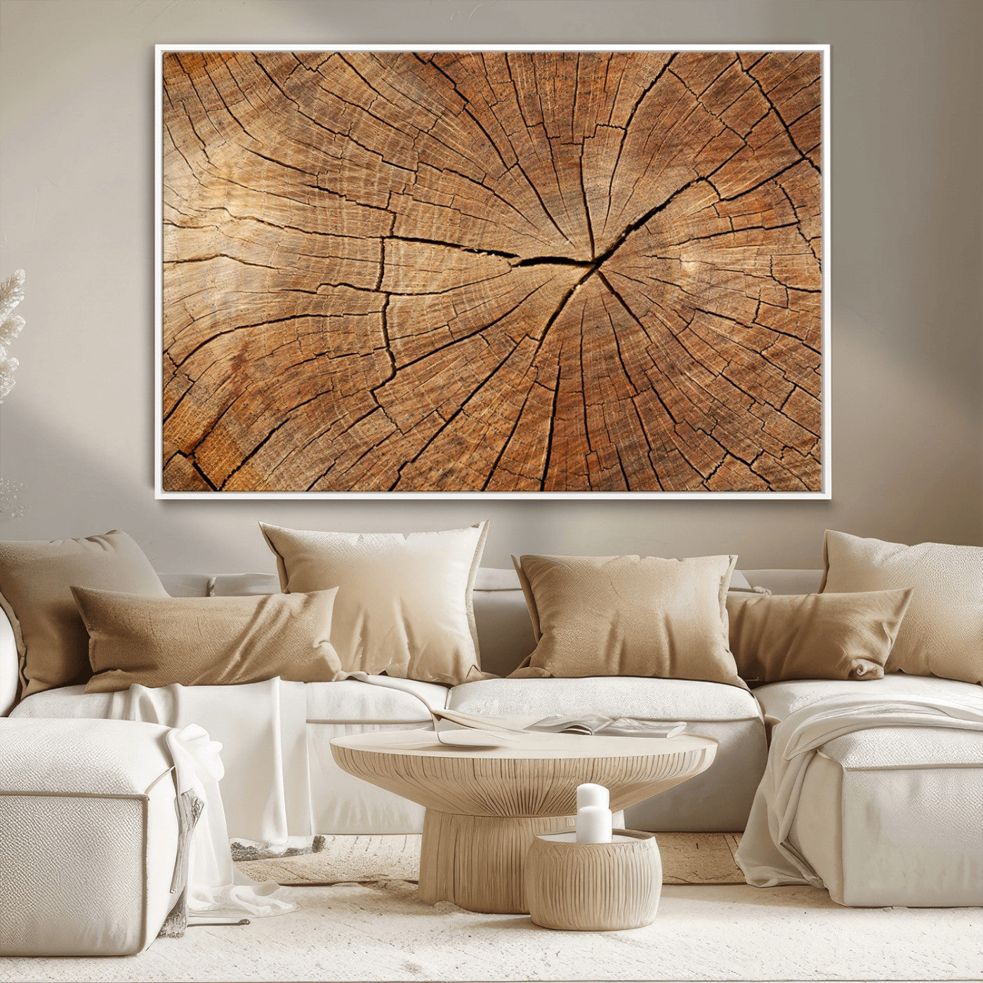 MGV-FC-36X24 - Tree Ring Canvas Art, Rustic Wood Grain Wall Art, Tree Slice Decor for Modern Homes, Giclee Multi-Panel Print, Tree Ring Wall Art Set