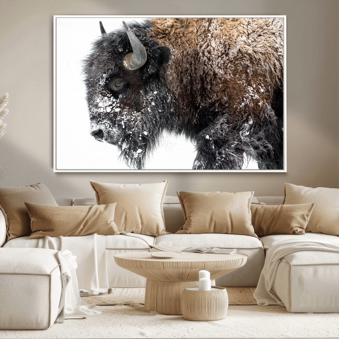 MGV-FC-36X24 - American Bison Wall Art Print | Buffalo Canvas Wall Art |  Framed and Ready to Hang Bison Print for Living Room or Office
