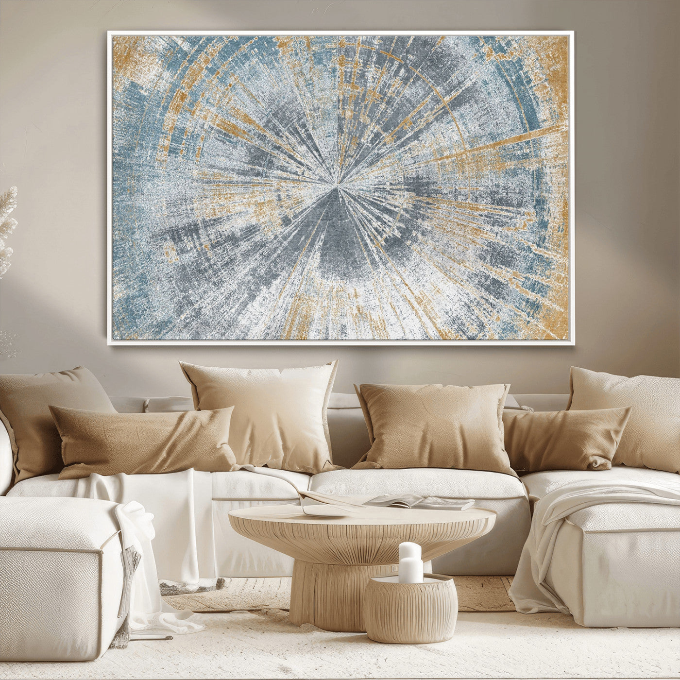 MGV-FC-36X24 - Radiant Abstract Wood Rings Canvas Art – Modern Triptych Wall Decor for Living Room or Farmhouse Decor