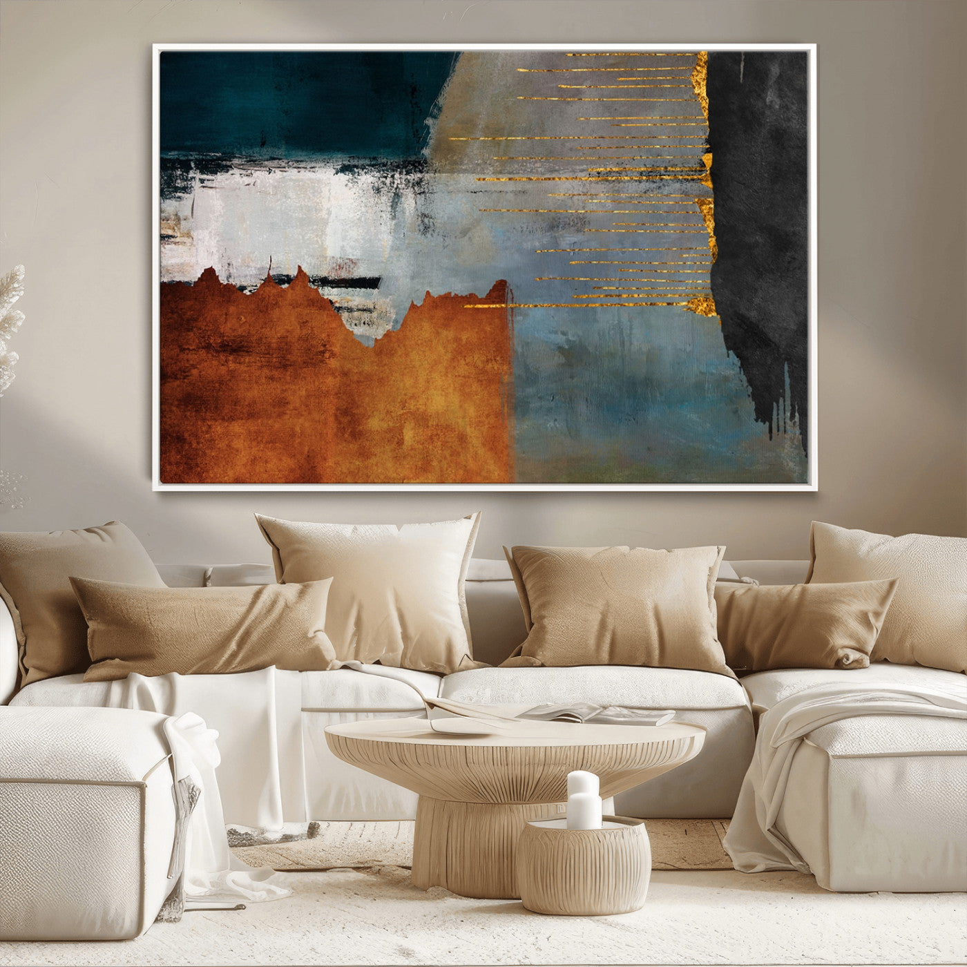 MGV-FC-36X24 - Modern Abstract Canvas Art Canvas Print - Framed and Ready to Hang Artwork for Contemporary Living Room or Office Decor