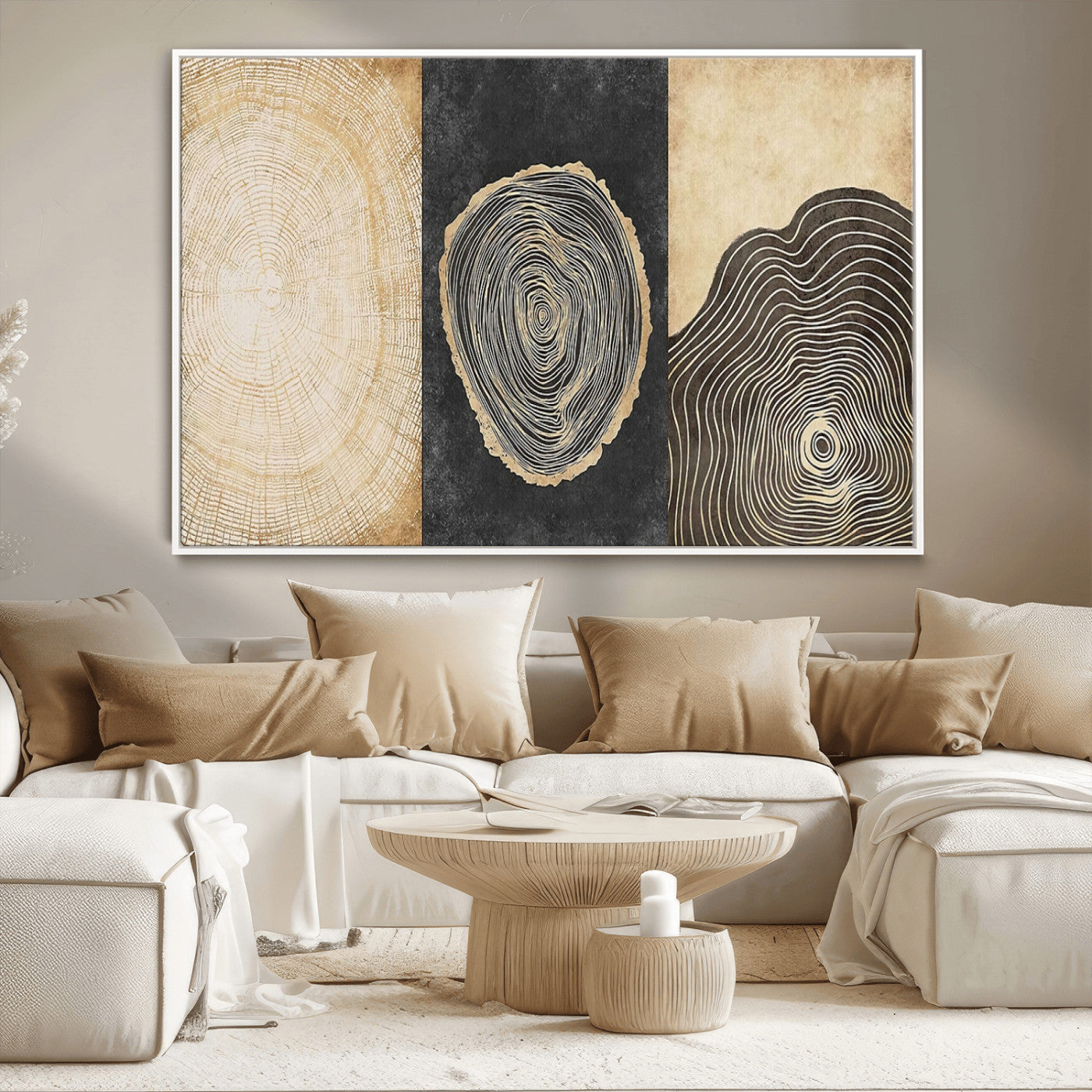 MGV-FC-36X24 - Tree Rings Canvas Wall Art Print – Minimalist Natural History in Modern Decor - Minimalist Boho Wall