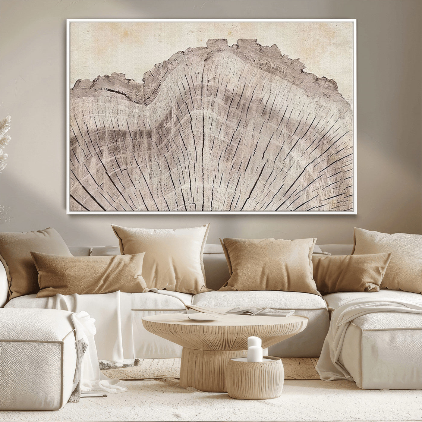 MGV-FC-36X24 - Tree Ring Wall Art Triptych, Rustic Wood Ring Canvas Print, Minimalist Wall Decor for Modern Homes and Farmhouse Decor