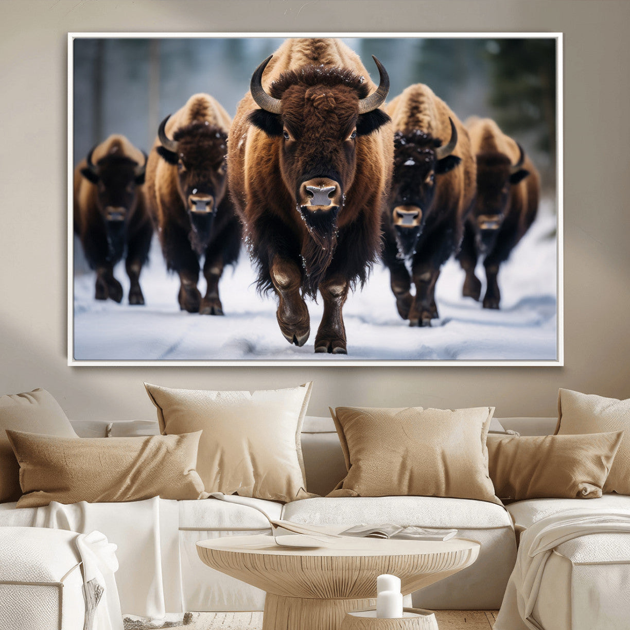 89854-MGV-CV-36X24-Buffalo Wall Art Canvas Print, American Bison Herd Wall Art Canvas Print - Bison Canvas Print