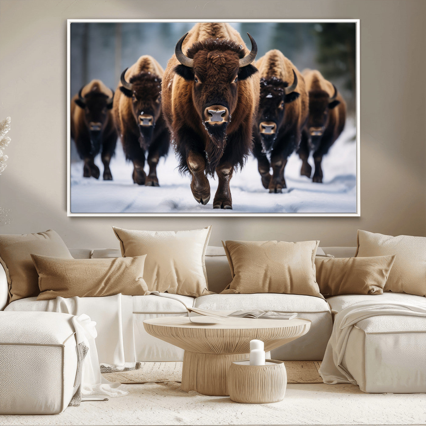 MGV-FC-36X24 - Buffalo Wall Art Canvas Print, American Bison Herd Wall Art Canvas Print - Bison Canvas Print