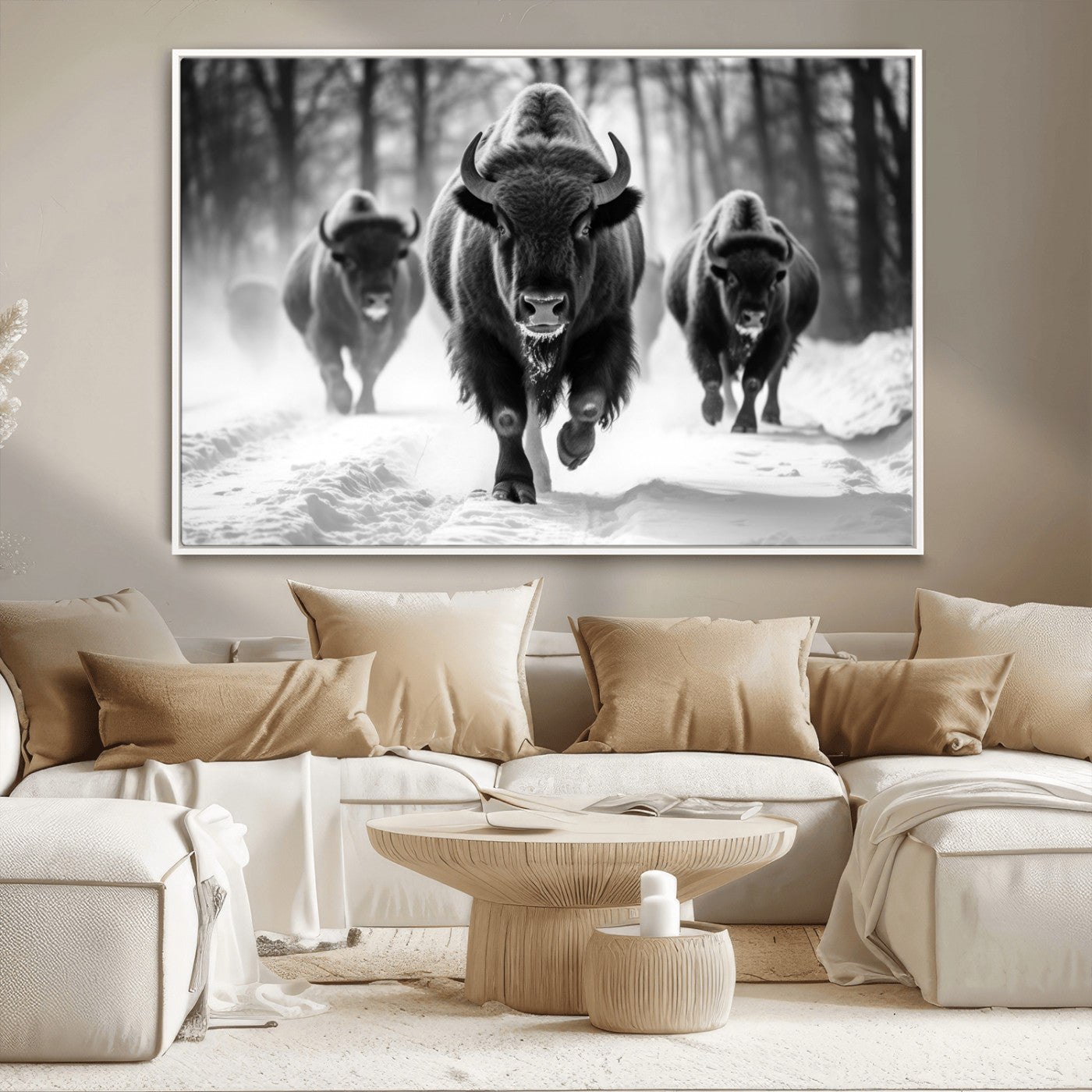 MGV-FC-36X24 - Buffalo Wall Art Canvas Print, Bison Family Wall Art Canvas Print