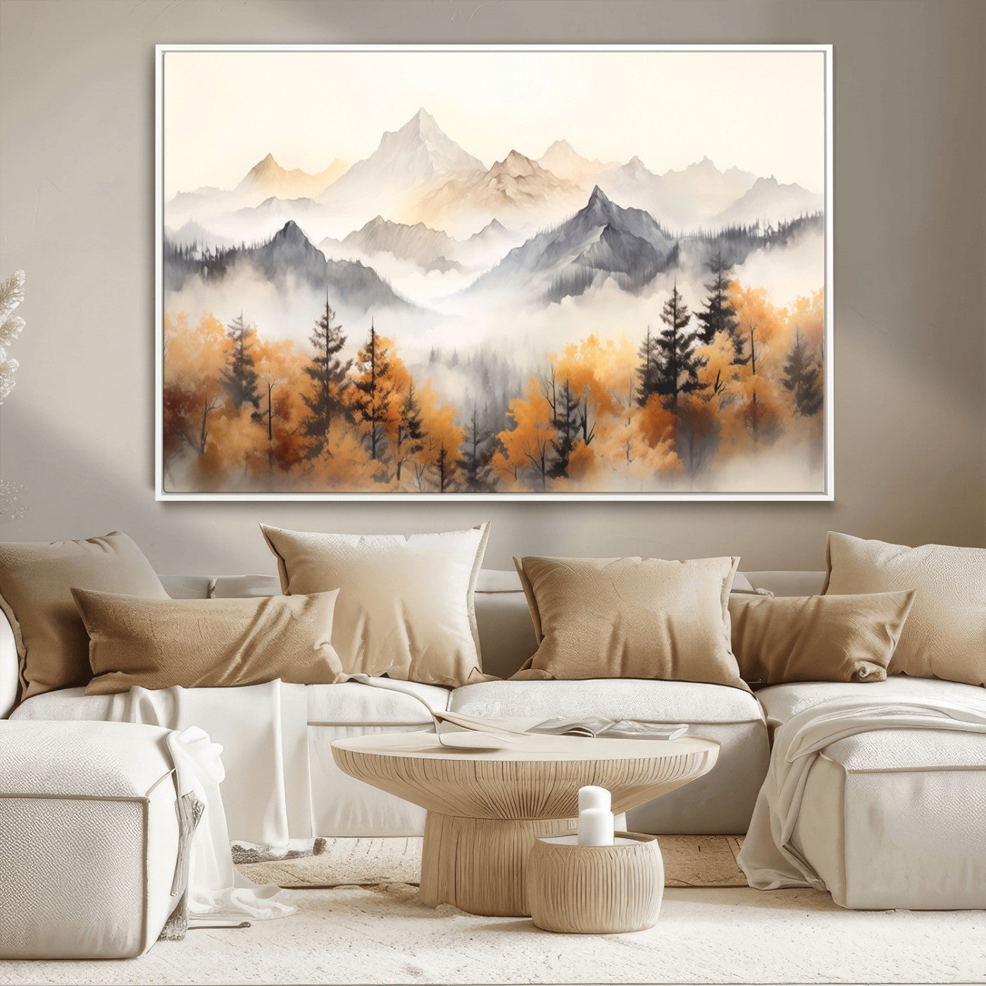 MGV-FC-36X24 - Abstract Mountain Wall Art | Misty Mountain Forest and Mountains Canvas Print for Living Room,