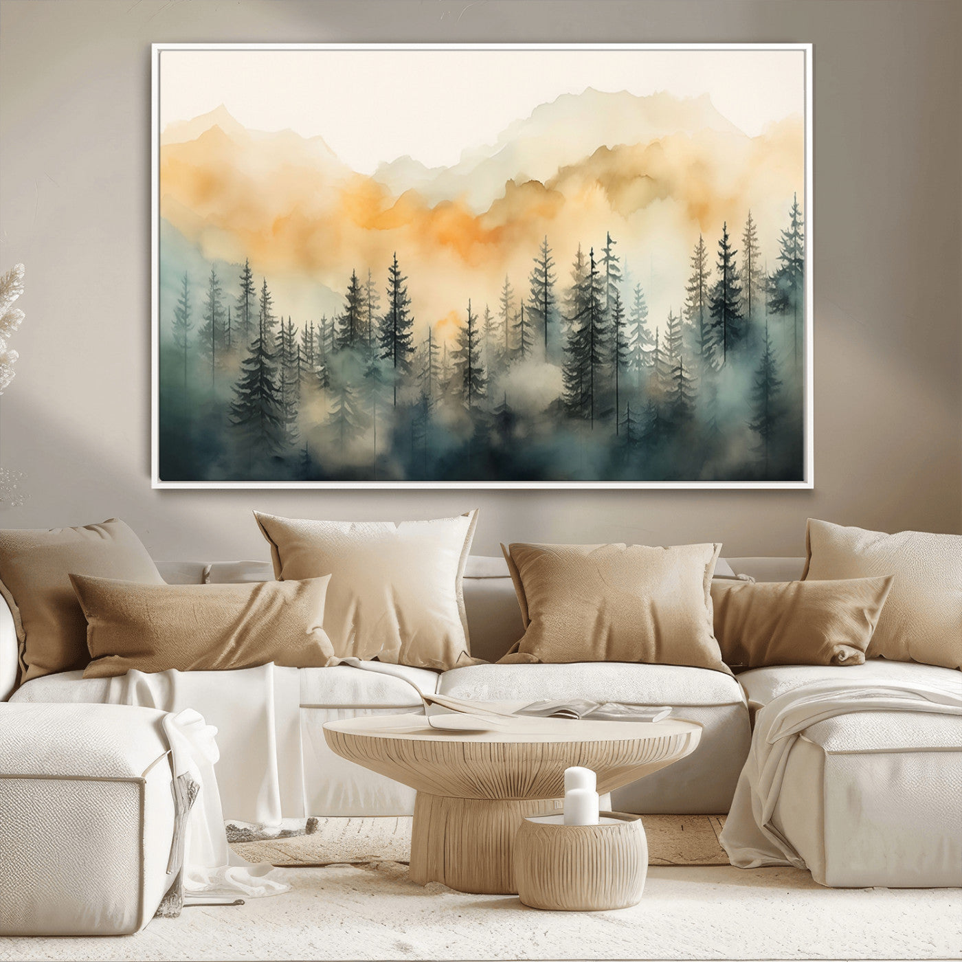 34155-MGV-CV-36X24-Abstract Forest Print - Mountain Wall Art | Autumn Landscape Canvas Print for Living Room, Bedroom, or Office | Large Wall Art Decor