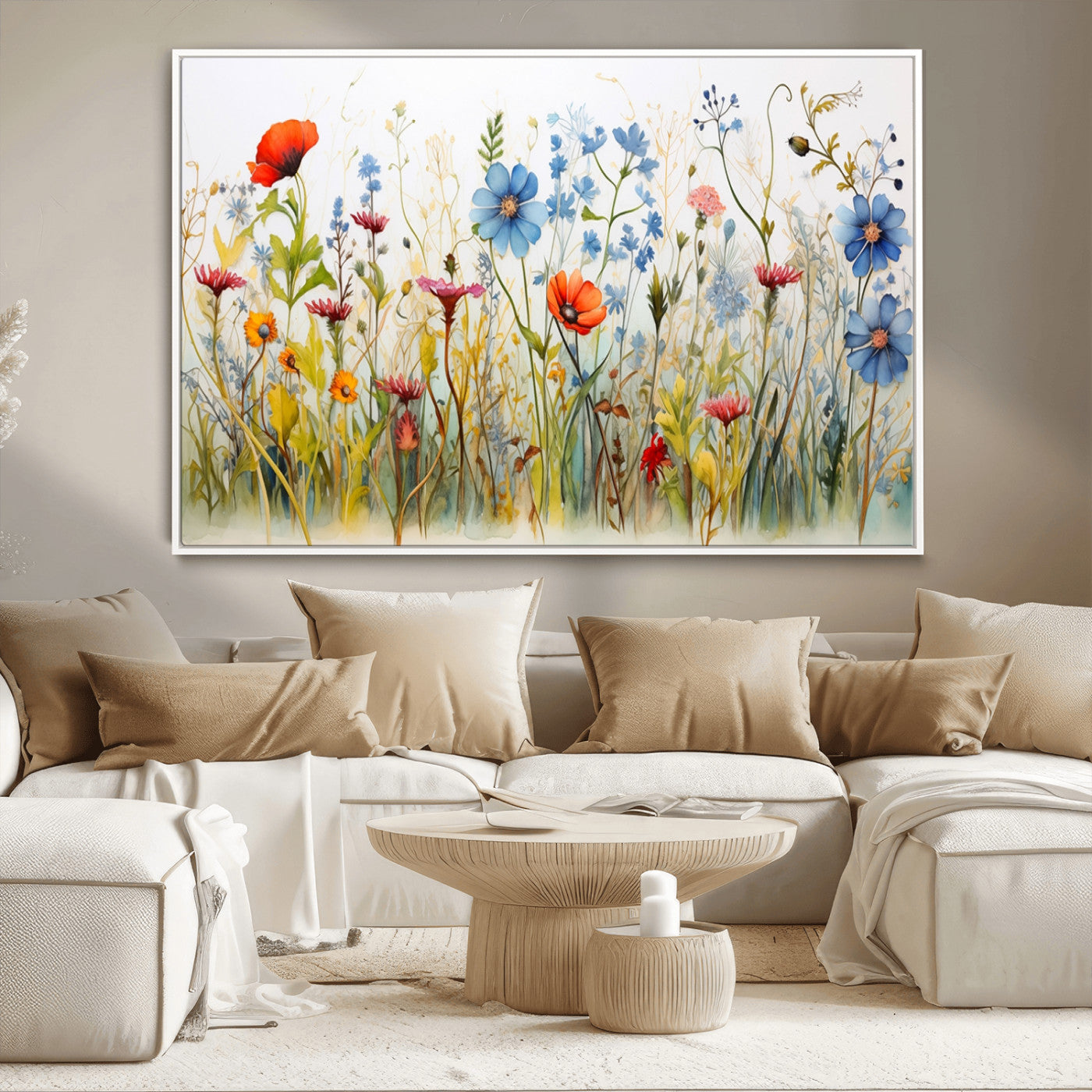 MGV-FC-36X24 - Colorful Wildflower Canvas Wall Art - Vibrant Floral Botanical Print, Bright Nature Decor for Living