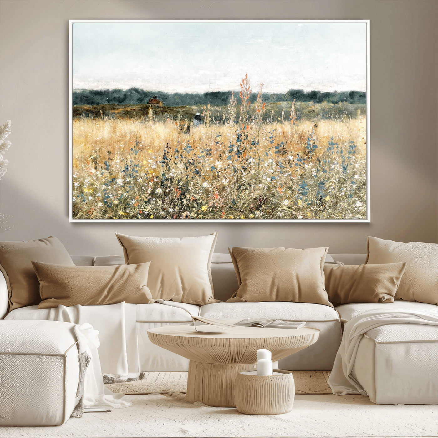 MGV-FC-36X24 - Wildflower Field Wall Art Canvas | Nature-Inspired Landscape Canvas Print for Living Room or Office | Rustic Floral Decor