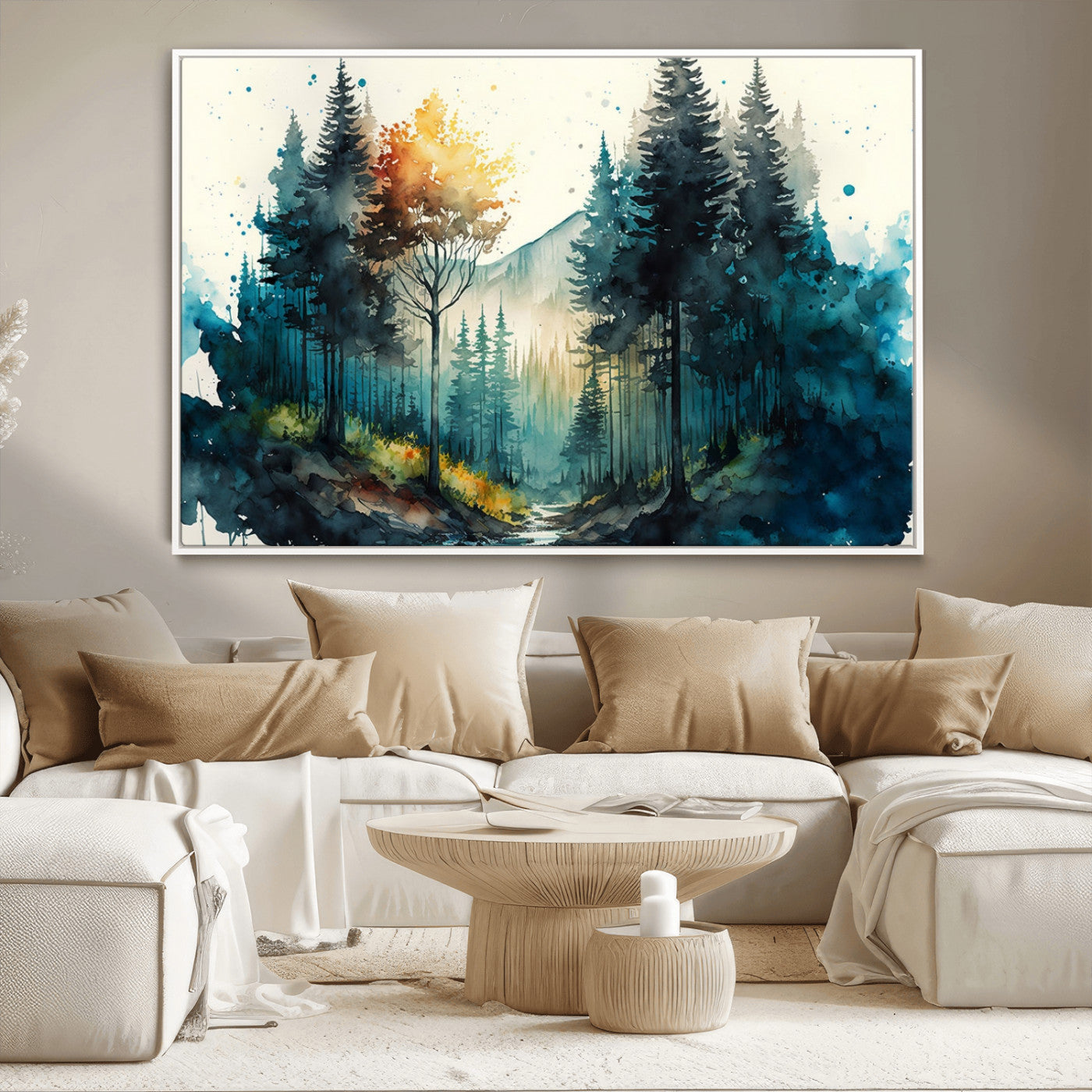 MGV-FC-36X24 - Watercolor Trees Forest Abstract Wall Art Canvas Print
