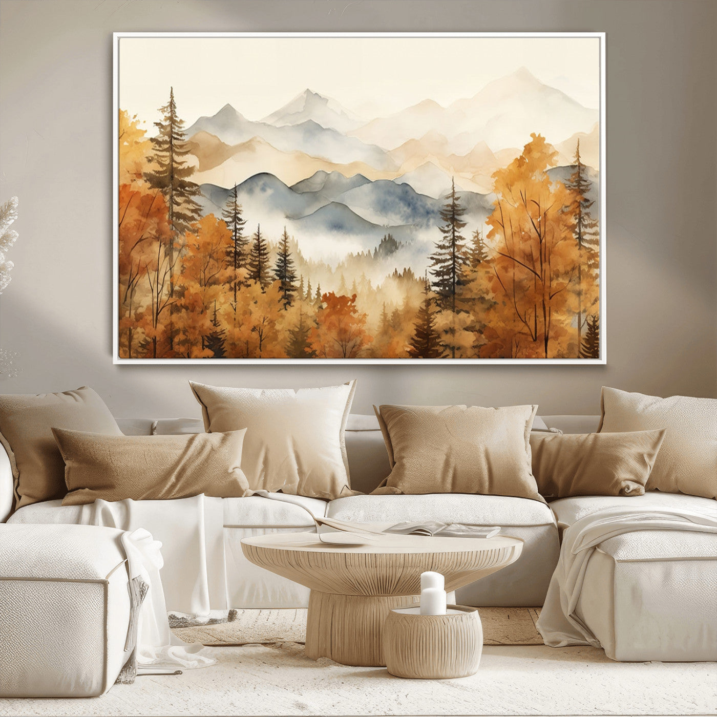 MGV-FC-36X24 - Golden Autumn Forest Wall Art | Mountain Landscape Canvas Print for Living Room or Bedroom | Large Wall Decor with Nature-Inspired Design