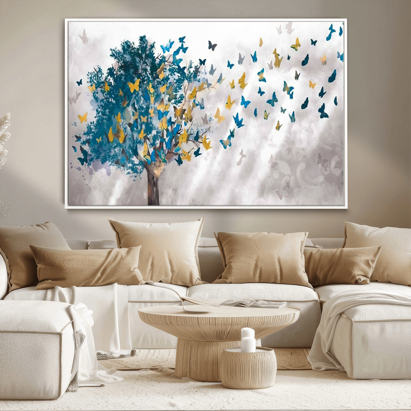 MGV-FC-36X24 - Tree Butterfly Abstract Tree and Butterfly Wall Art Canvas Print