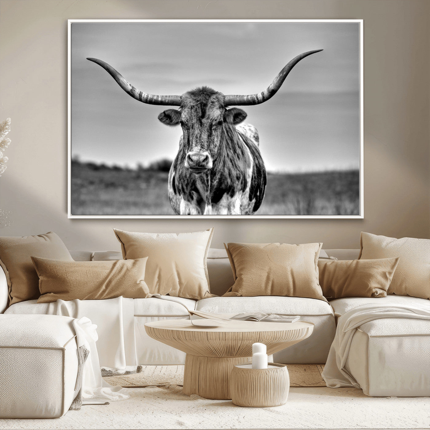 MGV-FC-36X24 - Texas Longhorn Cpw Wall Art, Texas Longhorn Canvas, Cattle Canvas Print