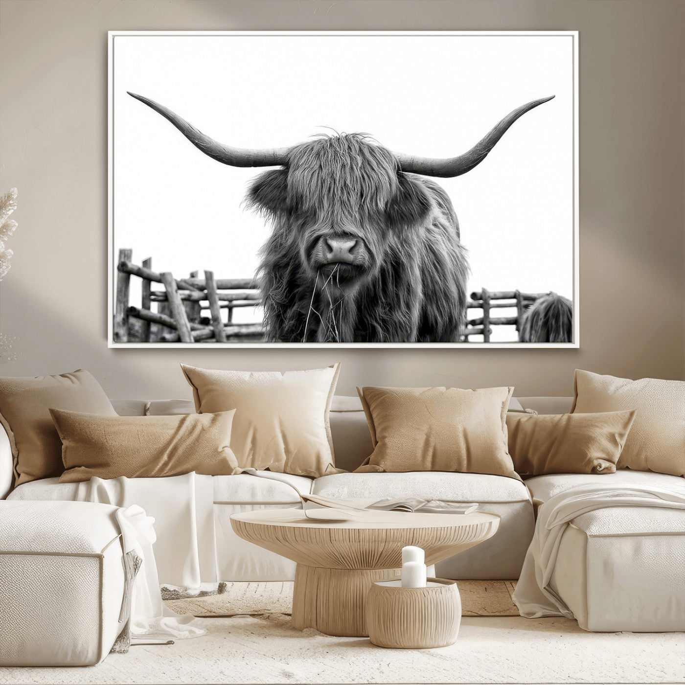 MGV-FC-36X24 - Longhorn Canvas Print, Bighorn Cow Wall Art Canvas Print
