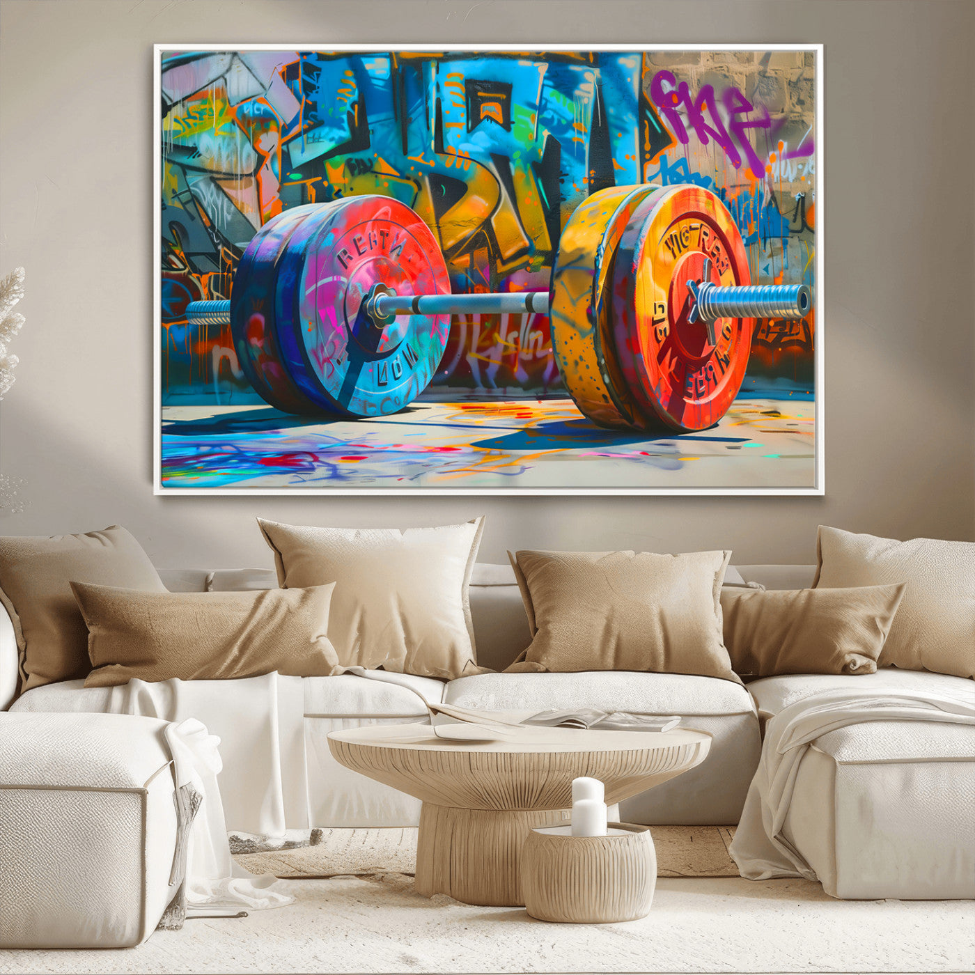 MGV-FC-36X24 - Fitness Gym Barbell Graffiti Wall Art Canvas Print