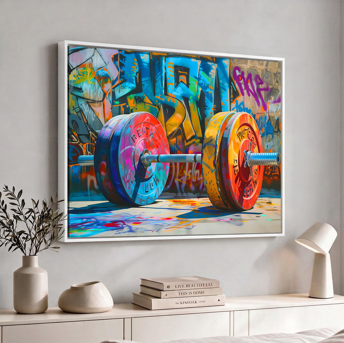 70871-MGV-CV-36X24 - Fitness Gym Barbell Graffiti Wall Art Canvas Print