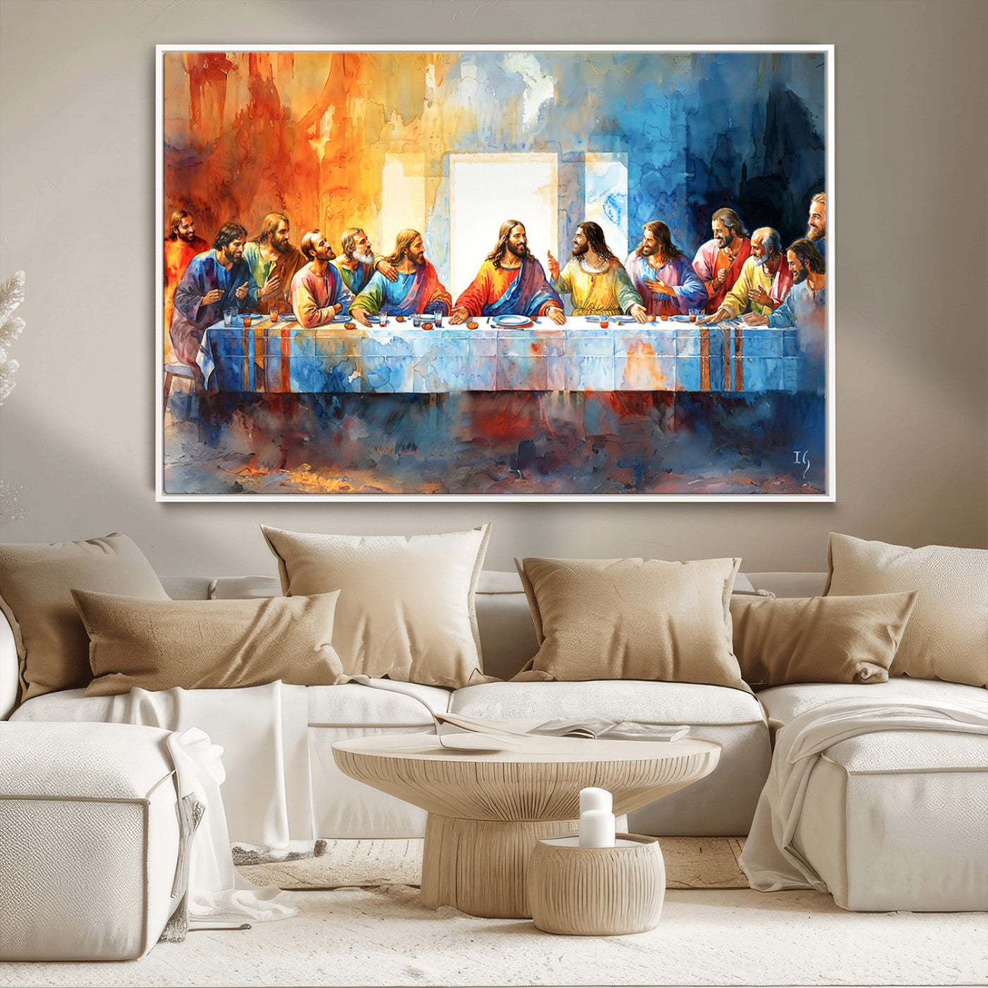 MGV-FC-36X24 - Abstract Waterolor The Last Supper Wall Art