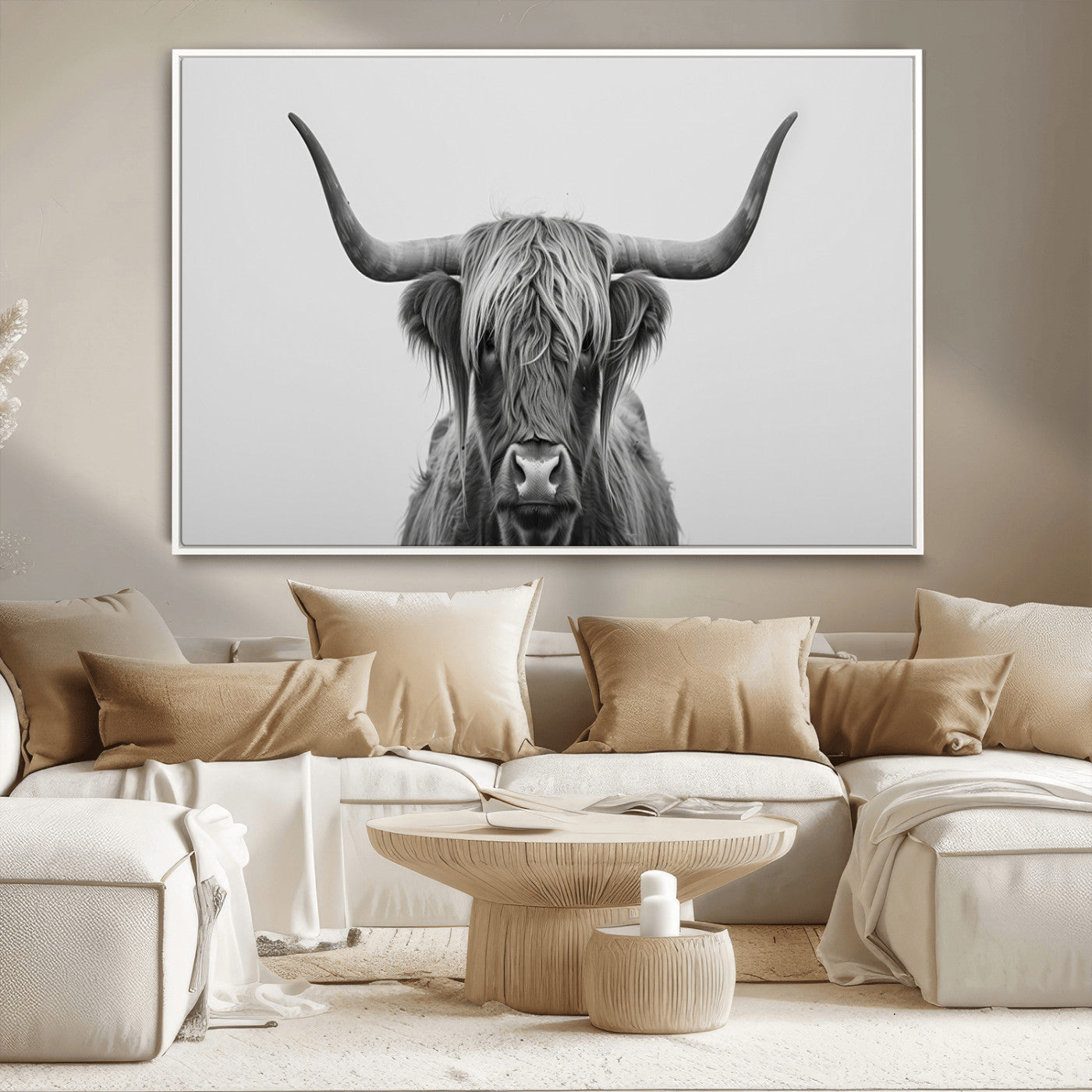 MGV-FC-36X24 - Farmhouse Longhorn Wall Art Canvas Print, Longhorn Texas Wall Art Canvas Print
