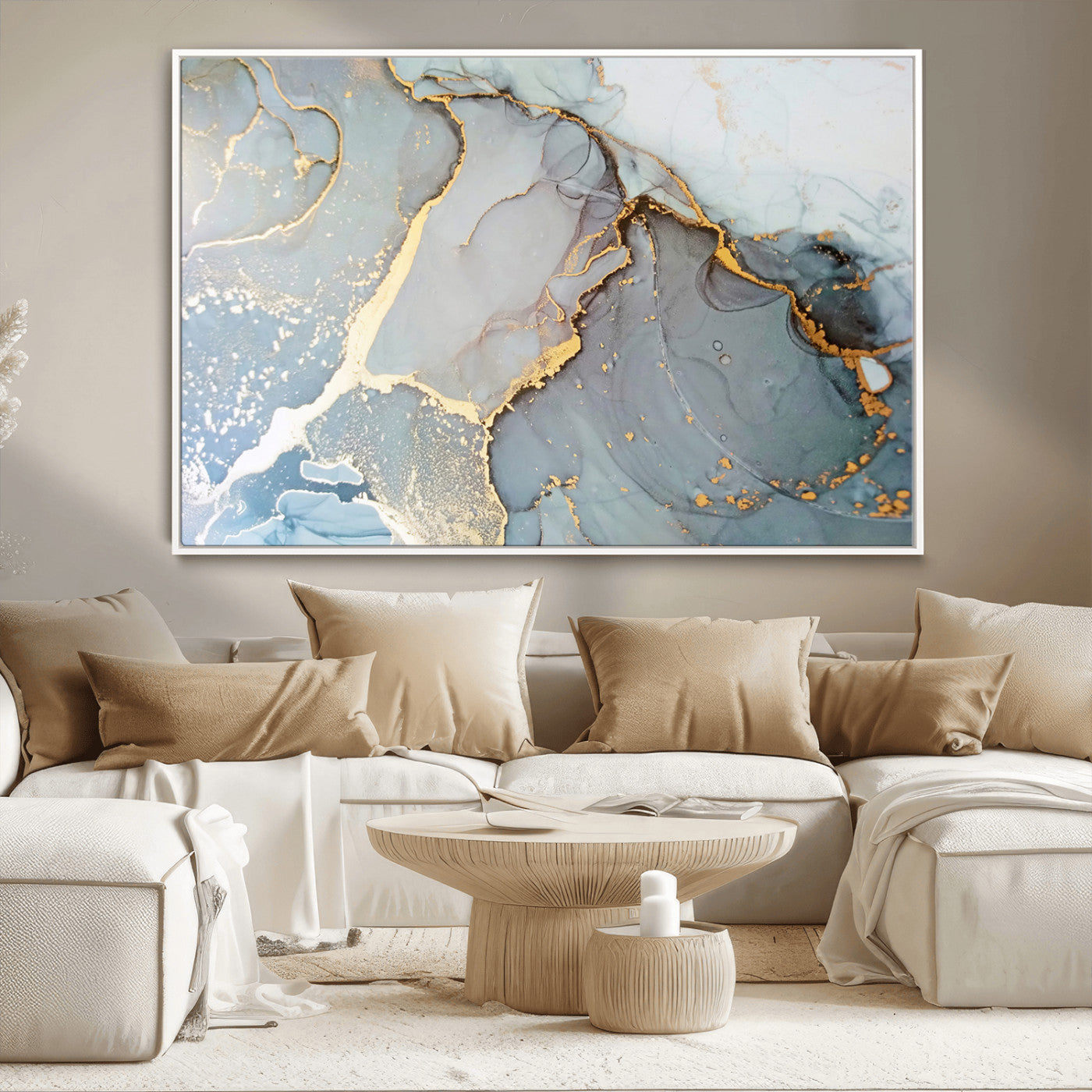 -Large Abstract Marble Wall Art Canvas Print for Living Room and Farmhouse Decor