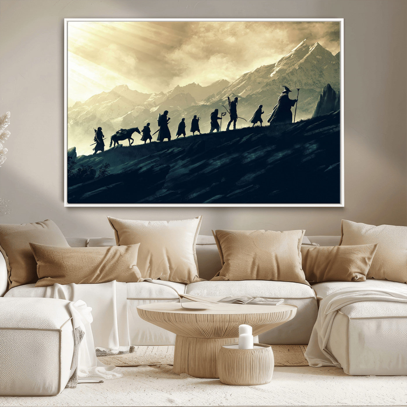 41574-MGV-CV-36X24-Lord of the Rings Silhouette Wall Art Capturing the Epic Quest Through Middle-Earth - The