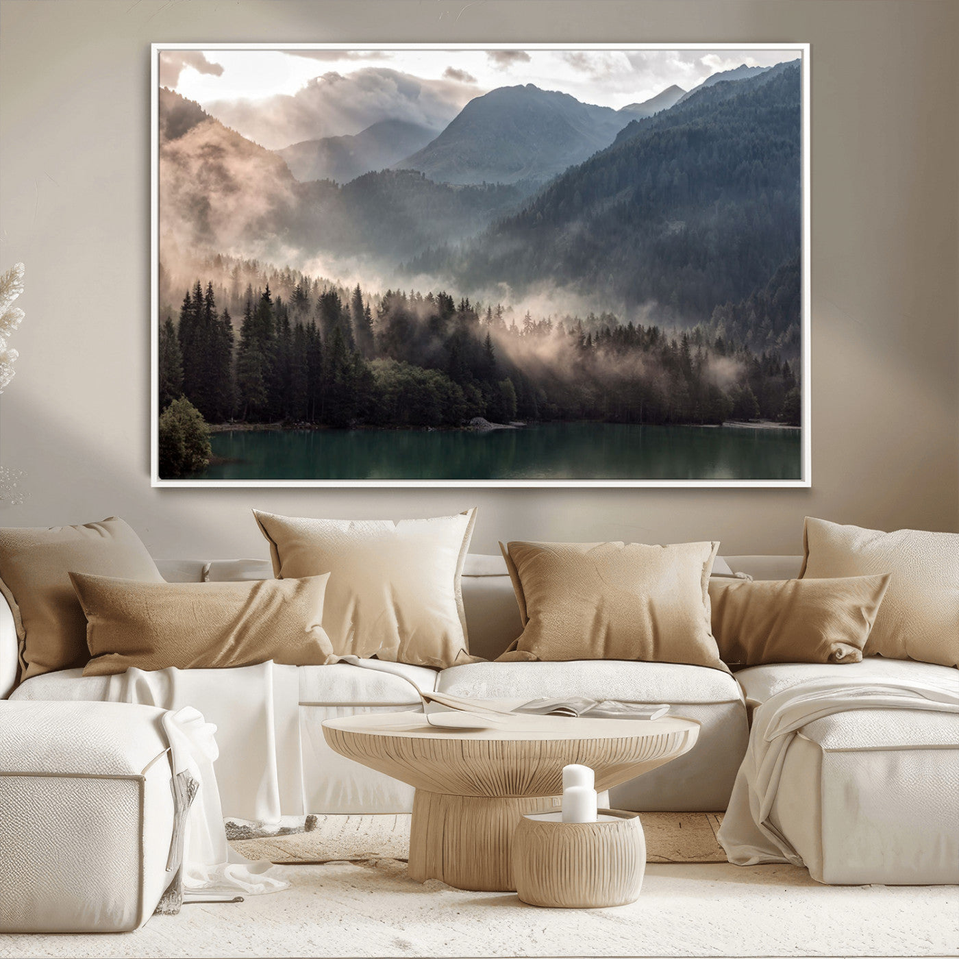 MGV-FC-36X24 - Foggy Mountain Canvas Print Forest Wall Art