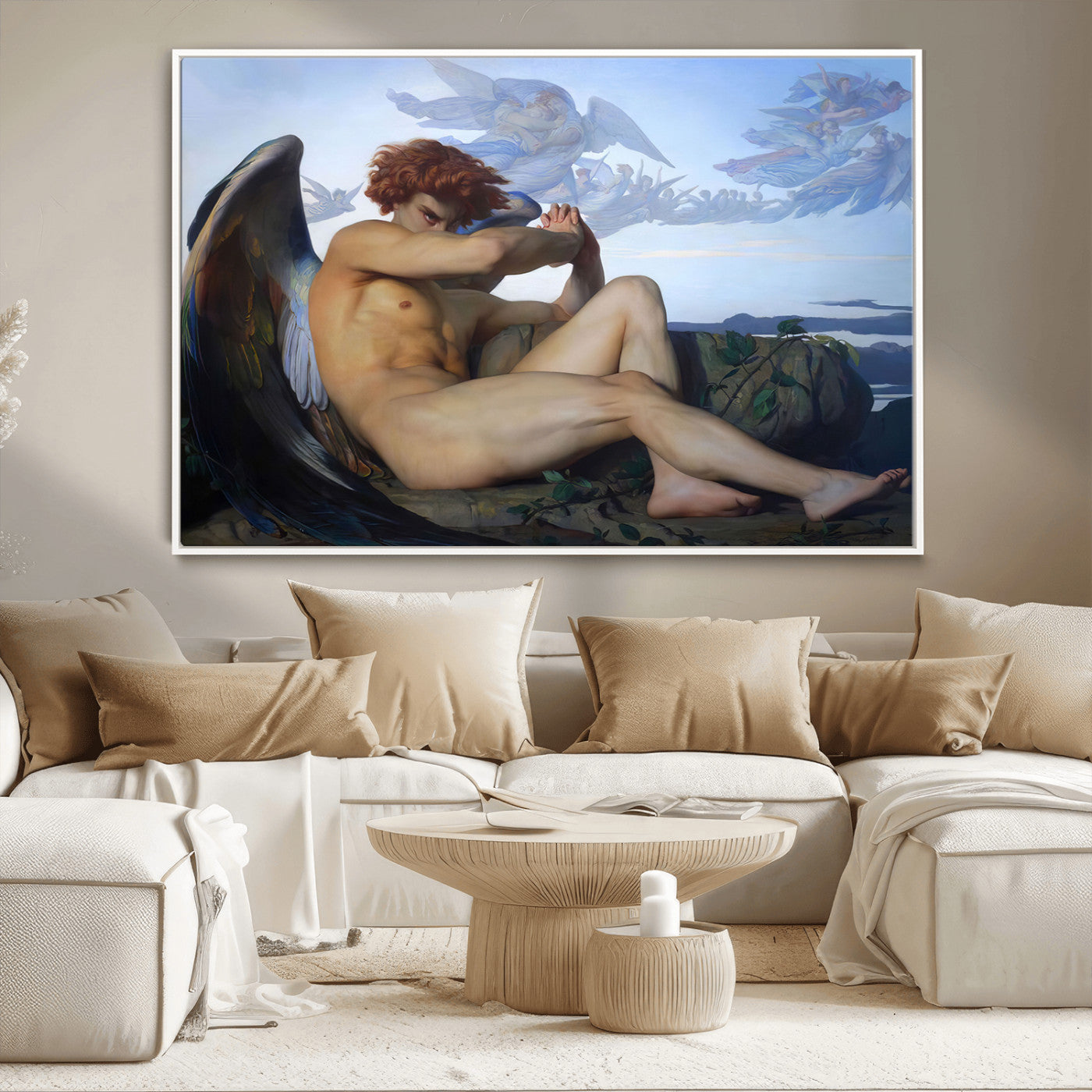 -Fallen Angel Wall Art Canvas Print – Classic Art, Framed, Ready to Hang - Alexandre Cabanel