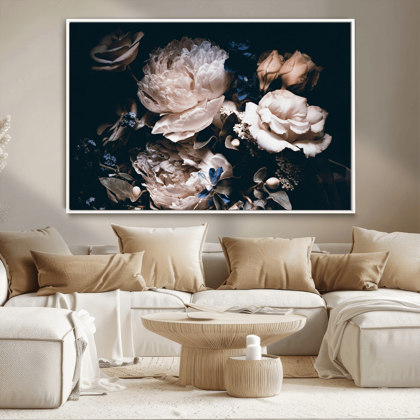 MGV-FC-36X24 - Pink Peonies Flowers Large Canvas Art Print