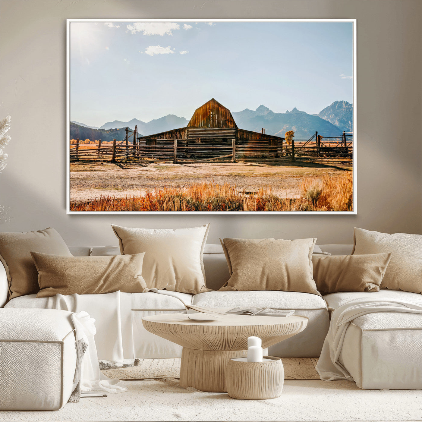 MGV-FC-36X24 - Vintage Old Barn Field Wall Art Canvas Print for Farmhouse Decor - Rustic Barn Wall Art Canvas Print