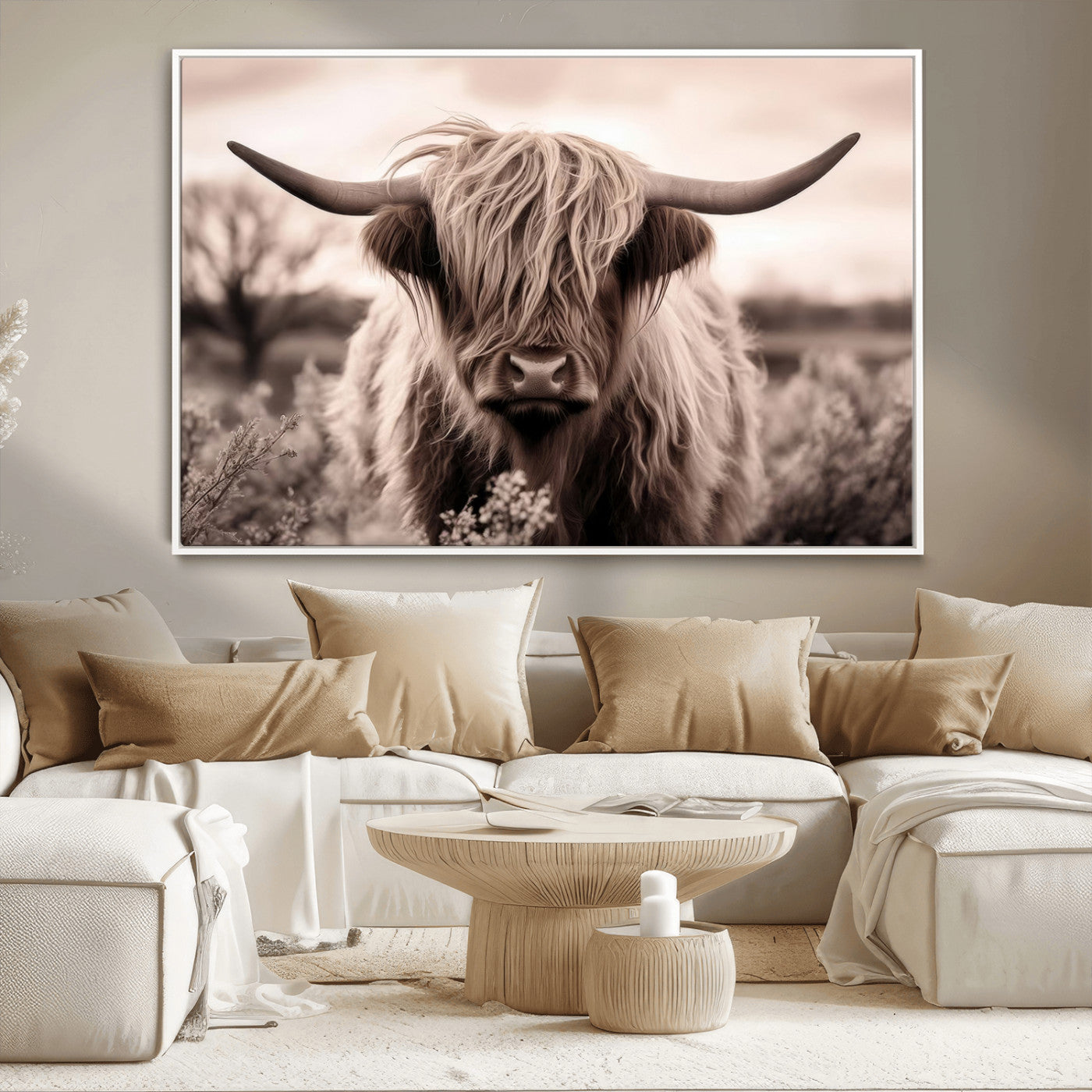 MGV-FC-36X24 - Scottish Cow Longhorn Wall Art Canvas Print