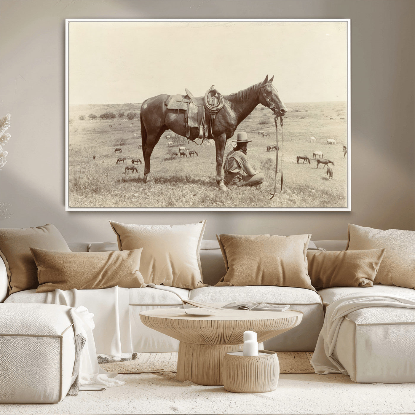MGV-FC-36X24 - Cowboy Wall Art - Western Horse Canvas Print - Vintage Western Wall Art Canvas Print, Ready to Hang