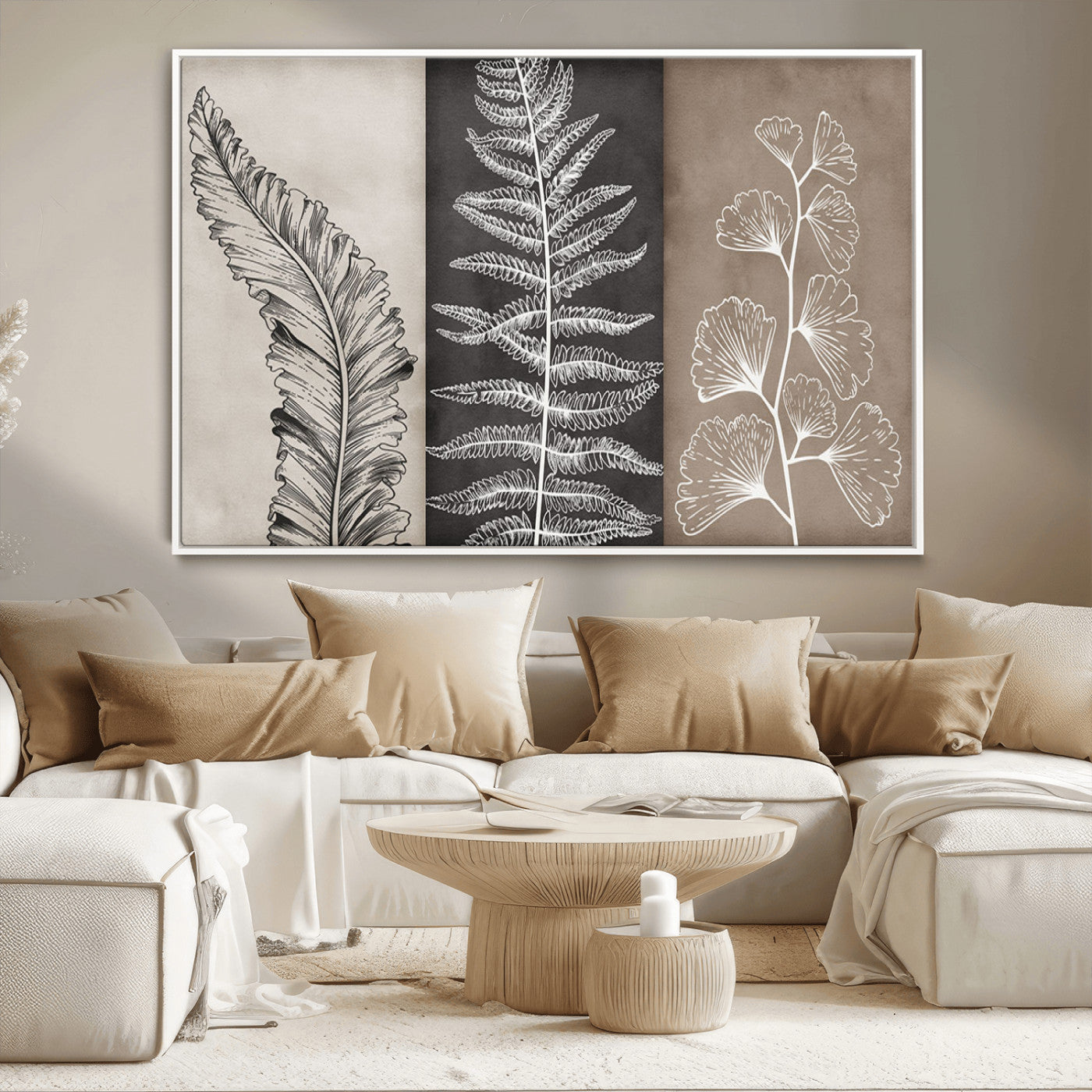 MGV-FC-36X24 - Minimalist Botanical Wall Art Canvas Print, Framed and Ready to Hang - Nature Art Print for Home