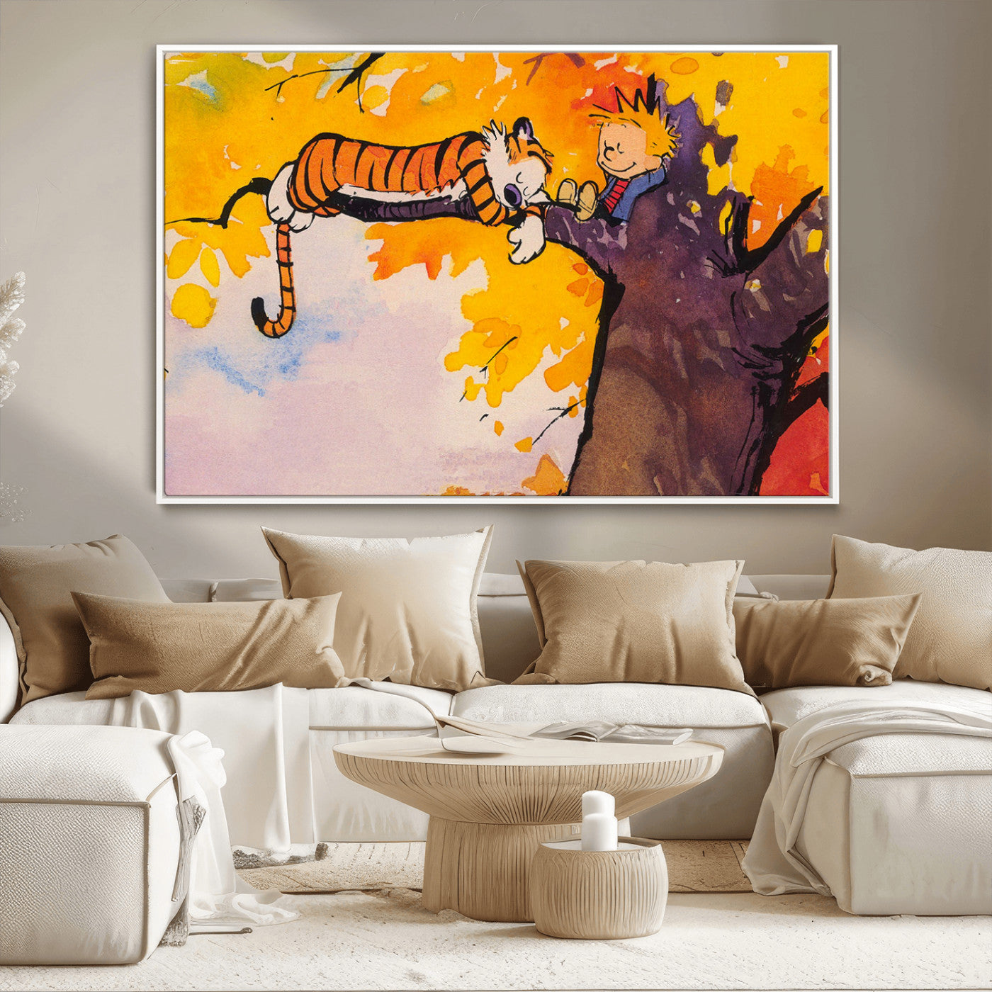 MGV-FC-36X24 - Calvin and Hobbes Tree Scene Canvas Print | 3 Panel Large Wall Art for Living Room or Kid’s Room,
