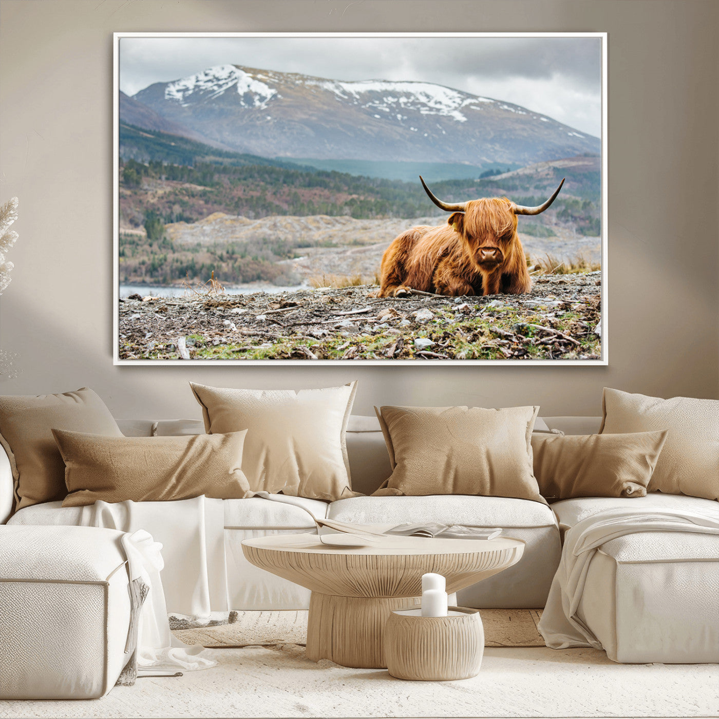 -Highland Cow Horn Farm Wall Art Canvas Print