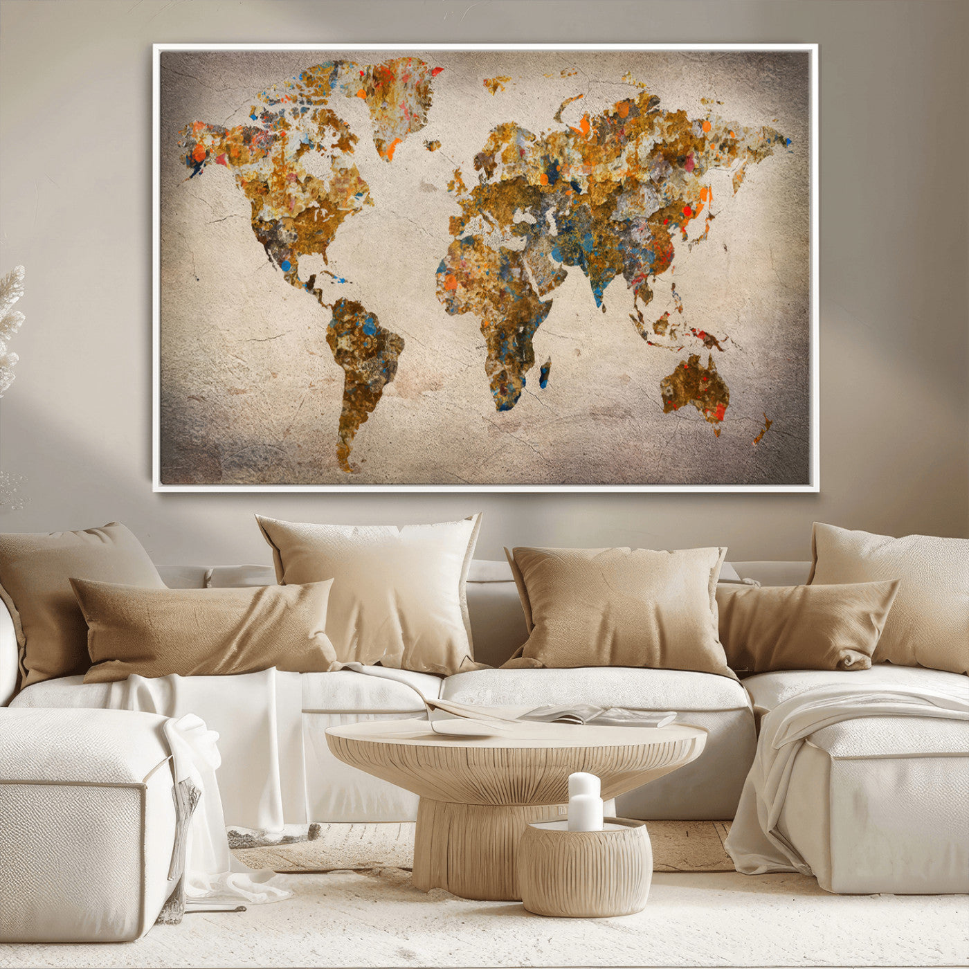 MGV-FC-36X24 - Push Pin World Map Canvas Print – Framed Wall Art for Couples to Track Their Travels – Anniversary